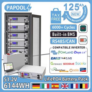 Nuovo pacco batteria 48V LiFePO4 120Ah Built-in 16S BMS 51.2V 6144Wh 100% capacità 6000+ cicli 100Ah 60Ah 10 anni di garanzia EU NO TAX