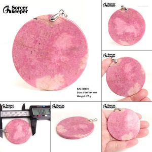 Подвесные ожерелья мода Diy Charm Women Man Natural Rhodonite Jasper Gem Stone Slide Slide Crystal для украшения ювелирных изделий BI108H