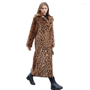Futra kobiet M-XXXL Europejska i amerykańska imitacja lamparta Super Long Suit Furry Płaszcz