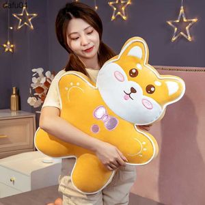 Bebekler 45-60cm kaii bisküvi shiba inu oyuncak yastık sevimli bisküvi shiba inu doldurulmuş hayvan oyuncak ev yumuşak yastık çocuk peluş hediyeler l230522 l230522