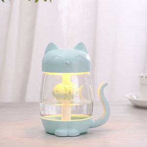 Diffusori di oli essenziali Umidificatore d'aria LED Cartoon Cat Cool Mist Umidificatore USB Umidificatore ultra silenzioso ad ultrasuoni per bambini Nursery 230525