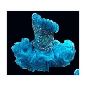 Abiti da spettacolo per ragazza Glitz Cupcake Organza Bambine Sparkly One Shoder Perline Crystal Short Prom Party Drop Delivery E Dhzsv