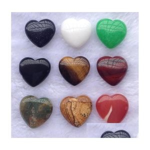 Kristal 20mm Aşk Kalp Şeklinde Doğal Taş İyileştirici Kristaller Taşlar Sevgililer Günü Süsleri MTI Renk Takı Damlası Teslimat DHZFL