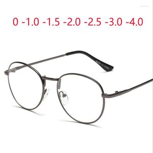 Sunglasses Frames Full Alloy Frame Glasses Men Women Oval Myopia Eyewear Vintage Round 0 -1.0 -1.5 -2.0 -2.5 -3.0 -3.5 -4.0