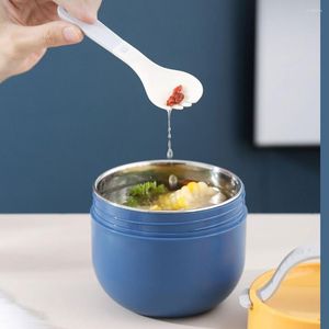 Servis uppsättningar Mini Portable Thermal Lunch Box Leak Proof Container Rostfritt stål Vaccum Soup Cup isolerad Bento med sked