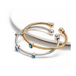 Braccialetti con ciondoli Drop Oil Evil Turkish Eye Bracciale Bangle Oro Sier Colore Braccialetti Regali per donna Uomo Gioielli moda Consegna regalo Dhc7Y