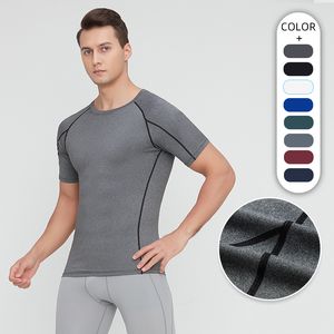 Ll camiseta esportiva masculina ao ar livre, secagem rápida, absorvente de suor, top curto masculino, manga curta, G-1032