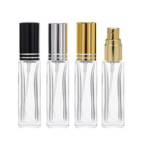Garrane de pulverização de perfume portátil de vidro transparente 10 ml 30 ml de recipientes de cosméticos vazios com garrafas de fragrâncias de tampa de prata de ouro do atomizador