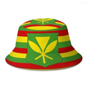Basker Kanaka Maoli infödda Hawaiian National Flag Bucket Hat For Women Men Students Ficble Bob Fisherman Hats Panama Cap Autumn