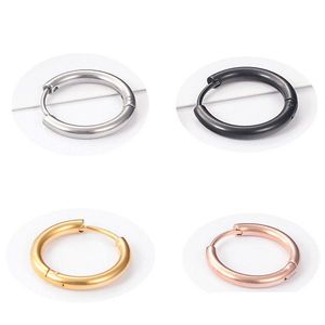 Hoop Huggie Trendy Round Small Earrings 8mm16mm 316L rostfritt stål Guld Sie Rose Black Simple Party for Women Drop Delivery Jewel DHZCF