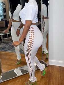 Sexy Sexy Hole Cut Out Pure Color Tought Leggings 2022 Fall Women Classic Simple Crasual Bottoms y2k Streetwear наряды