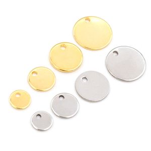 6 8 10 12 15 18 20 25mm Charms 316 Rostfritt stål Guldpläterad runda ett hål Charm Diy -halsbandhänge smycken