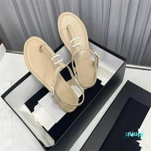 Designer Summer Women Sandals 2023 Business Dress Wedding Party Leather Casual Flat heel Slippers