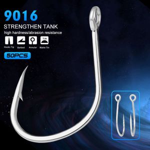 フィッシングフック50pcs/lot High Strength Hooks Matte Tinシングルフック＃-2/0＃-3/0＃-4/0＃-5/0