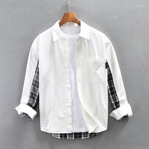 Men's Casual Shirts Italy Long-sleeve Patchwork Plaid Cotton Quality Brand For Men Fashion Thickened Overshirt Top Clothing Camisa