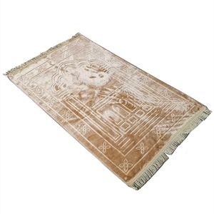 Tappeti Super Soft 110x65cm Tappeto da preghiera Sajjadah Ricamo Nappa islamica musulmana Decorazione arazzo Janamaz Eid Gift 230525