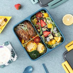 Servis uppsättningar Ins Style Eco-vänligt Material Lunch Box BPA Gratis Bento Microwave Fruit Salad Container med bestick