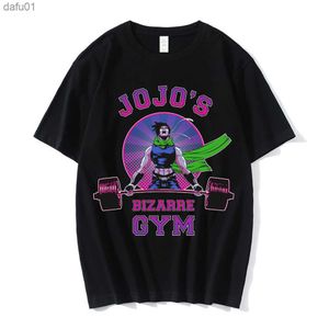 Herr t-shirts cloocl het anime t-shirt jojo bizarre gym tryckta tees svarta bomullstoppar sommar kort ärm tröjor män kvinnor kläder s-7xl l230520