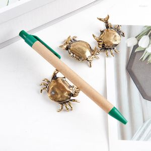 Garden Decorations Brass Crab Small Statue Ornament Penholder Miniature Figurine Office Desk Decora