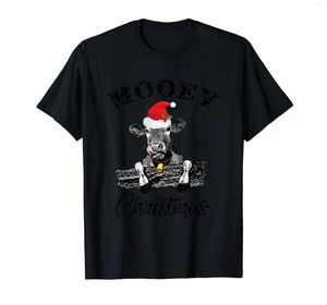 Erkek Tişörtleri Mooey Noel Tshirt İnek Santa Hat severler Hediye Adamları Tişört-Black (1)