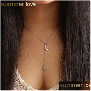 Colares pendentes Bohemian Moon Star Crystal Crystal Vintage Mtilayer Ladies Sun Fashion Wholesale Sweet Summer Jewelry Drop Delive Dhvaj