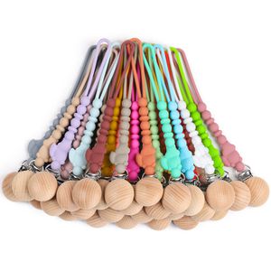 Nyfödda napphållare Klipp Anti-drop ekorre Silikon PACIFIER-kedja Tandlim Anti-förlustkedja Förhindra Falling Teether Bead Chains Kids Gifts Toys BC688