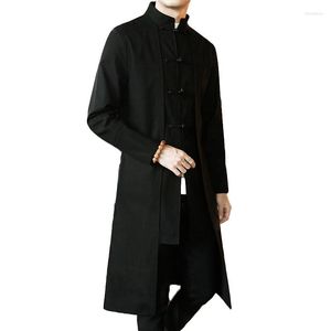 Erkek ceket pamuk keten bahar sonbahar Çin 80s stil yüksek dereceli kıyafetler moda standı yaka marka erkek ceket damlası