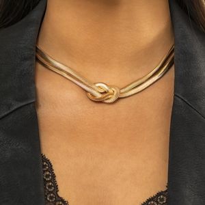 Ketten 2 Metall geknotete Halskette für Frauen Seil Hip Hop Einfachheit Reißverschluss Typ Dame Schmuck Urlaub Party 2023 Trends