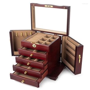 Jewelry Pouches 5Layer Double-door Storage Box Multi-layer Large-capacity Highend Exquisite European Style Antique Display