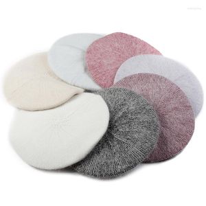 Berets moda kobiety dzianiny beret hat solidny kolor artysta czapka glebia zimowe czapki francuskie maska ​​w stylu dla lady kobiet dorosła