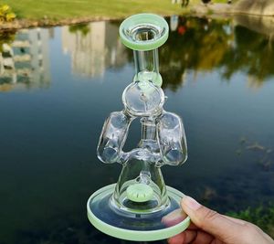 2019 Mini Bong Slitted Donut Perc Oil Dab Rigs Double Recycler Sidecar Bong in vetro Purple Heady Glass Water Pipes con ciotola XL3204628727
