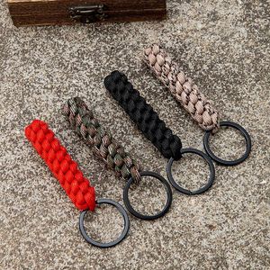 Keychains MKENDN Handmade Woven Corn Knot Survival Paracord Keychain Outdoor Rock Climbing Emergency Rescue Rope Backpack Key Chains Gifts