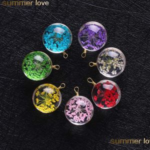 Charms Creative Dried Flower Pendant för örhänge Halsband Kvinna Fashion Glass Ball Pressed Diy Jewelry Accessories Drop Delivery Fin Dhoek