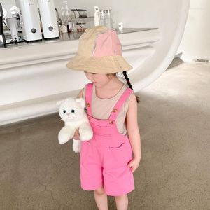 Roupas conjuntos de roupas para meninas roupas de menina conjunto de colete com colete com calça de shorts infantil infantil infantil infantil big pocket roupa coreana traje de estilo coreano