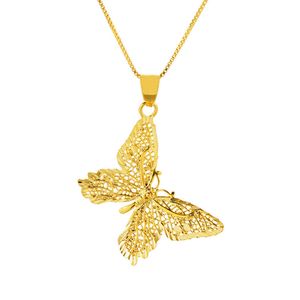 Kvinnor hängkedja med fjärilsdesign 18k gult guldfylld klassisk damflickor smycken gåva