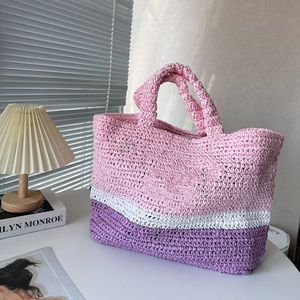 Designer strandväska Lyxdesign Dam flätad Raffia halmväska Stor kapacitet Casual Tote Handväska Hollow Summer Beach Vacation Axelväska 01