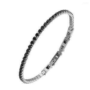 Länkarmband Moocare Black Crystal Women Armband 316 L Rostfritt stål Kvinnlig handelskkedjedillbehör