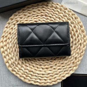 10A Mirror Quality Designers 11cm Flap Coin Purse Womens Lambskin quiltad Black Purse Real Leather Plånböcker Lyxiga kreditkortshållare med låda