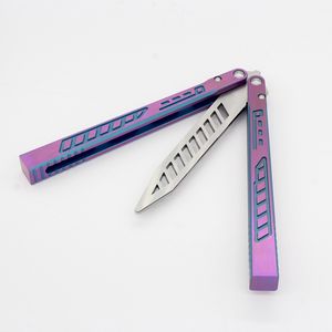 Theone Fighter samolot Balisong Butterfly trener Jilt Knife Titanium uchwyt Tuleja Bezpłatna nóż treningowy Prezent EDC