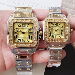 مع دبان الماس مربع الرجال مشاهدة الفاخرة مشاهدة الذهب الكوارتز مصمم مشاهدة Montre de Luxe Watches للرجال Caijiamin Dhgate مراعات عالية الجودة