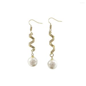 Dangle Earrings LANFLORA Fashion Gift Water Ripple Long Women Pearl Copper Alloy Classic Bulk Wholesale
