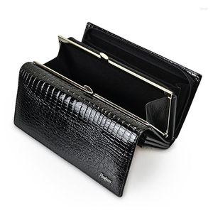 Wallets Mulheres Luxo Luxo Couro Genuíno Longo Carteira Bifold Alligator Purse Moeda Feminina Porta de Cartão Hasp Designer Brand Brand Brand