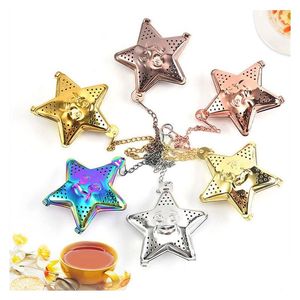 Coffee Tea Tools Star Infuser With Chain 6 Colors Strainer 304 Stainless Steel Bag Kitchen Drop Delivery Home Garden Dining Bar Dri Dhaiz