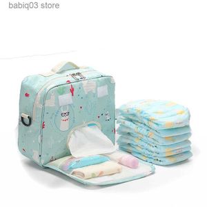 Сумки для подгузников модные детские сумки для беременных для одноразовых многоразовых модных отпечаток, анти-насыщенные отпечатки мокрой сухой сухой пакет для подгузника T230526