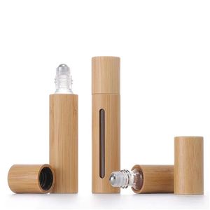 10ML 5ML 3ML Bamboo Roll On Bottle Open Window Creative Glass Essential Oil Bottles Mini Cosmetic Empty Bottling