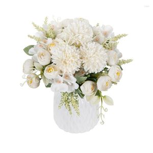 Dekorative Blumen Seide Pfingstrose Hortensienstrauß Künstliche Blume Gefälschte Rose Hochzeit Braut Dekor Für Zuhause El Tisch Zubehör Flore