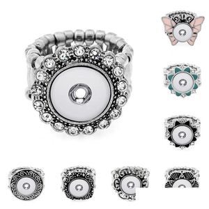 Band Rings 12Mm Fashion Chunk Snap Button Noosa Metal Crystal Interchangeabale Ginger Snaps Adjustable Elastic For Women Men Diy Dro Dh0Xr