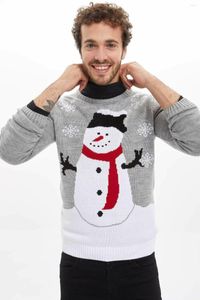 Мужские рубашки Defacto Man Зимний рождественский светло-серый вязаный пуловер Мужчина повседневные снеговики напечатают топоры теплые пуловки-m3404az19cw