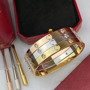 Love Bangle Screw Bracelet Jewelry Designer Gold Cuff Screwdriver Bangles Titanium Steel Belcher Silver 4CZ for Womens Mens Couple Party Wedding Gifts Bracelets
