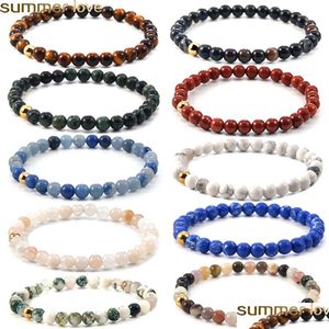 Beaded 6mm Fashion Design Natural Stone Healing Agate Stretch Armband Kvinnor Män handgjorda ädelstenar Yoga Nce -armband Drop Dhbwu